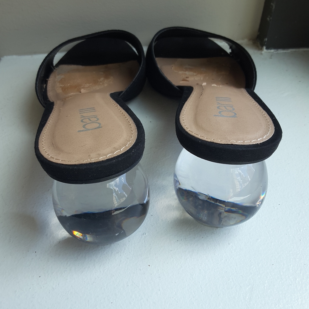 Bar III Suede Sandals Crystal Ball Heels Sz 7